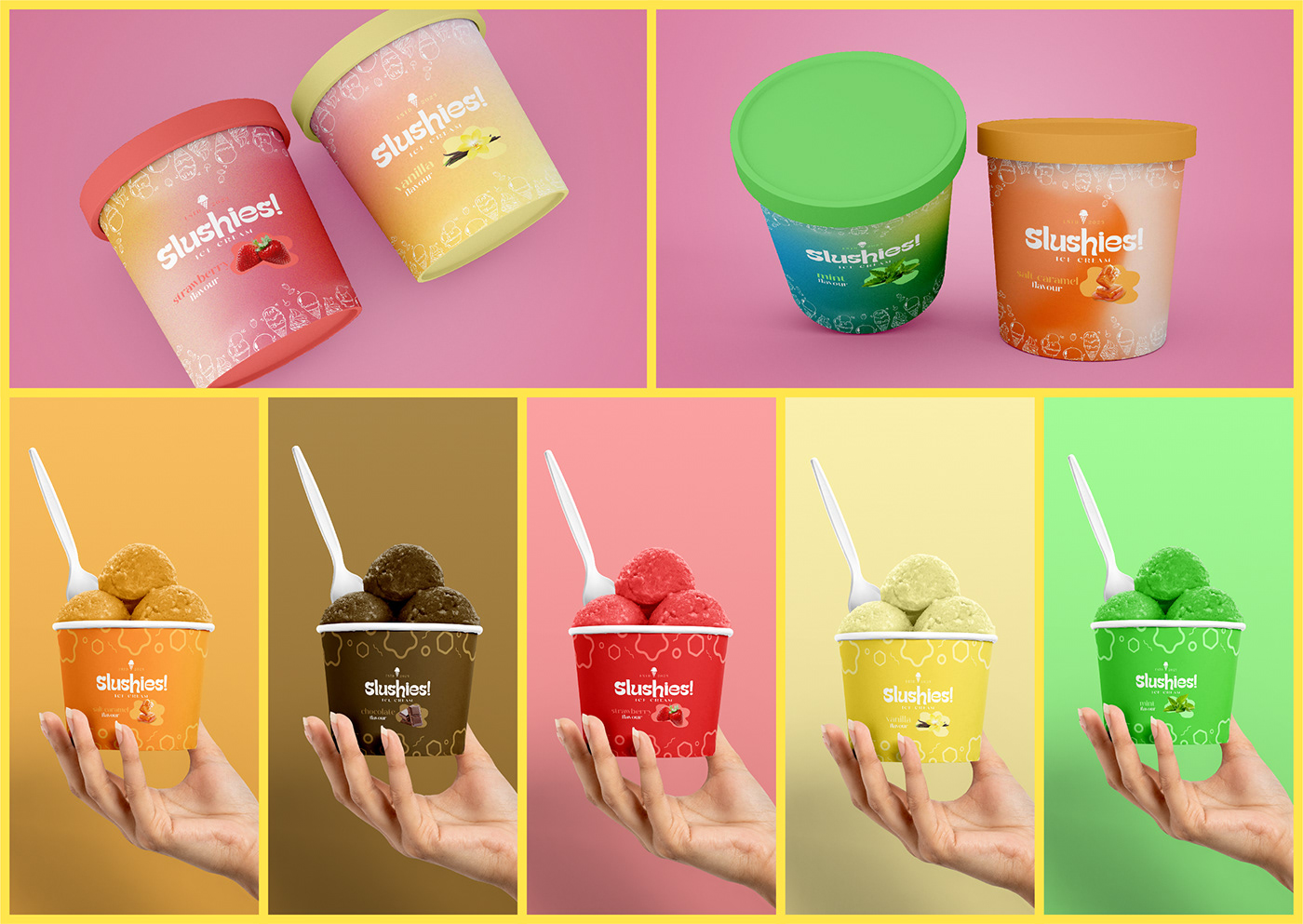brand identity different Food  ice cream Logo Design modern restaurant text Unique visual identity