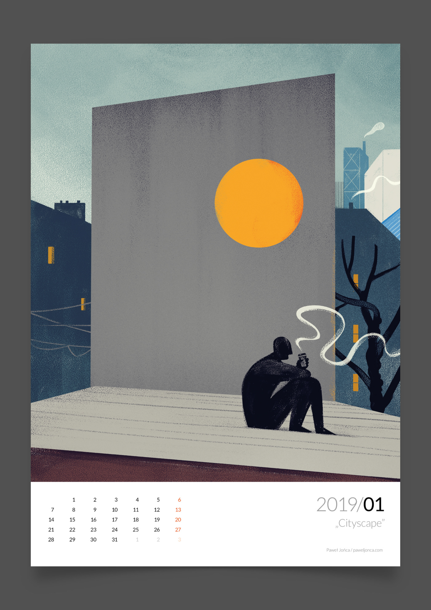 2019 wall calendar calendar 2019 calendar illustrations Pawel Jonca editorial