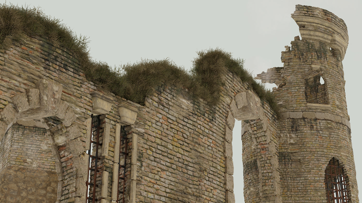 3D blender Landscape modeling mountain Nature ruin texturing