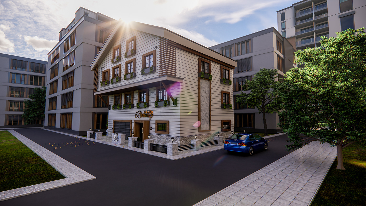 house exterior Render 3D modern architecture enscape