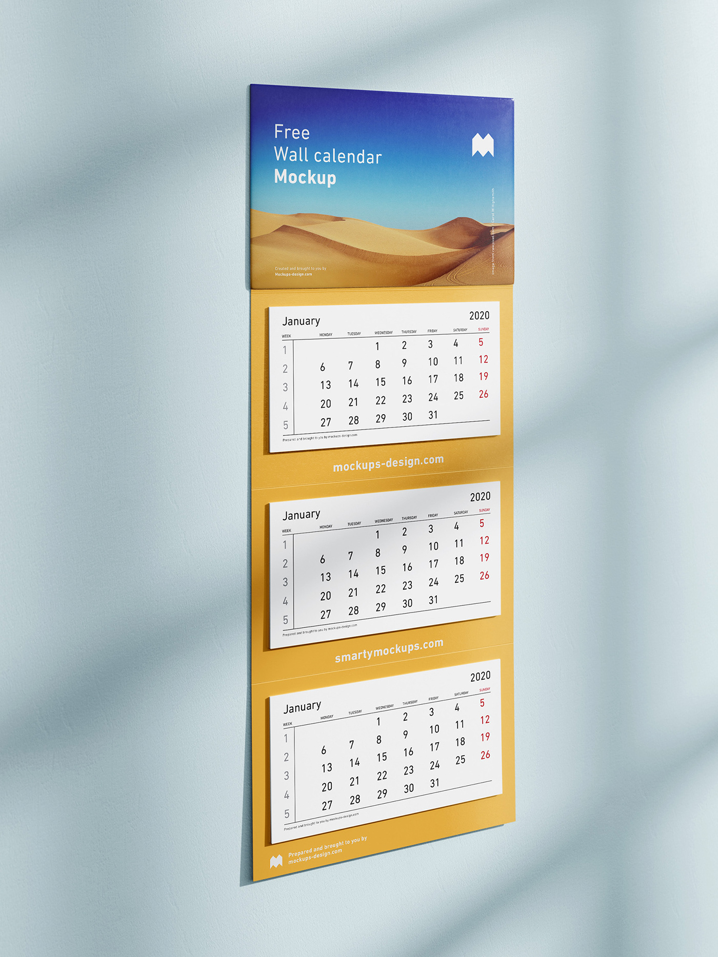 Mockup free wall calendar psd download panel