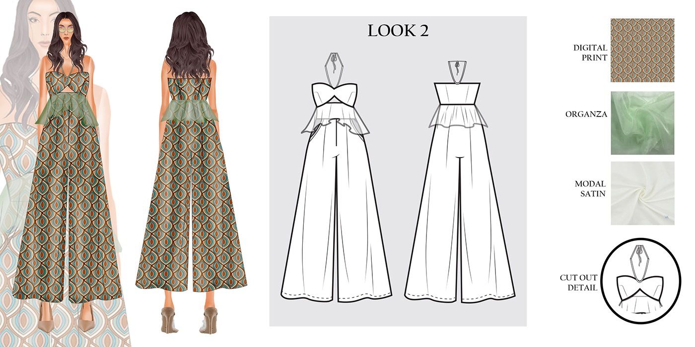 apparel design Fashion  fashion design fashion illustration fashion portfolio ikebana resort wear womenswear Visual Boards
