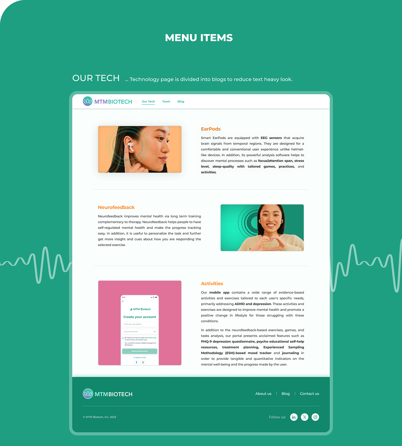 Wellness mental wellness Website Design landing page design neurofeedback UI UX design product design  User Experience Design UI/UX wellbeing design