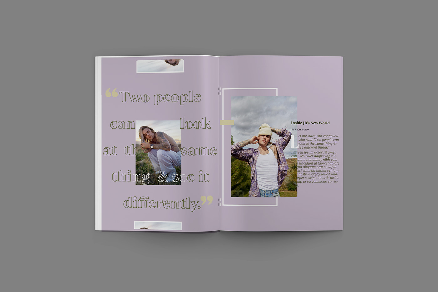 creative GQ Magazine InDesign justinbieber Magazine design magazine layout Modern Design portrait typography   y2k aesthetic