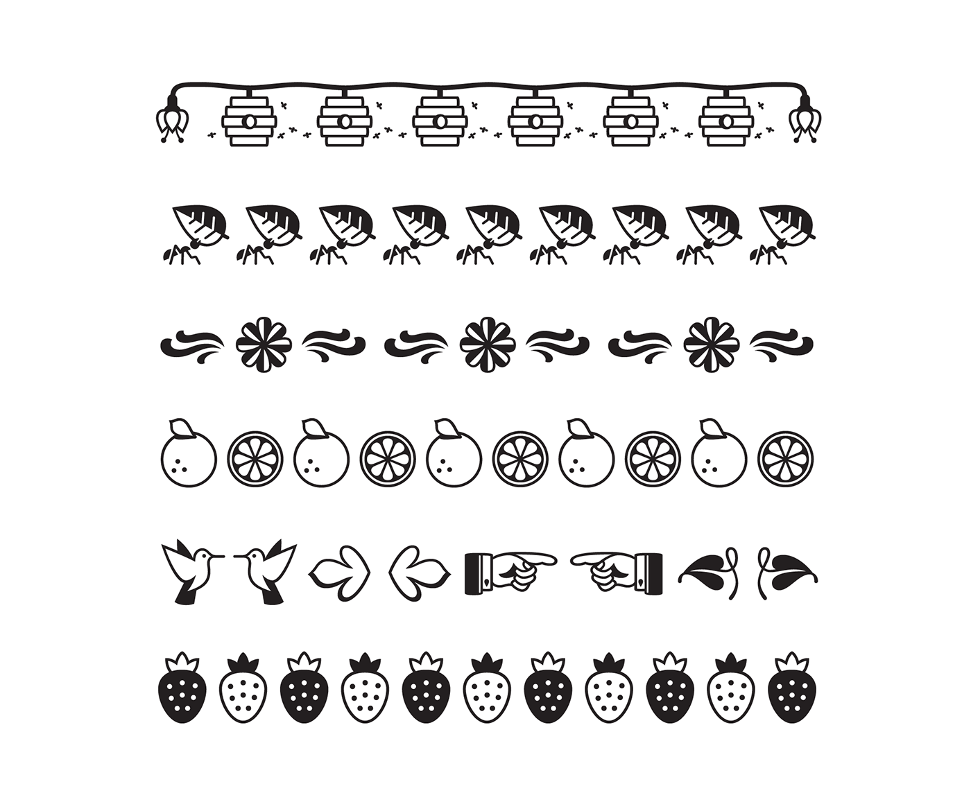 dingbats font Nektar ilustration icons type estúdio passeio ana laydner honey design
