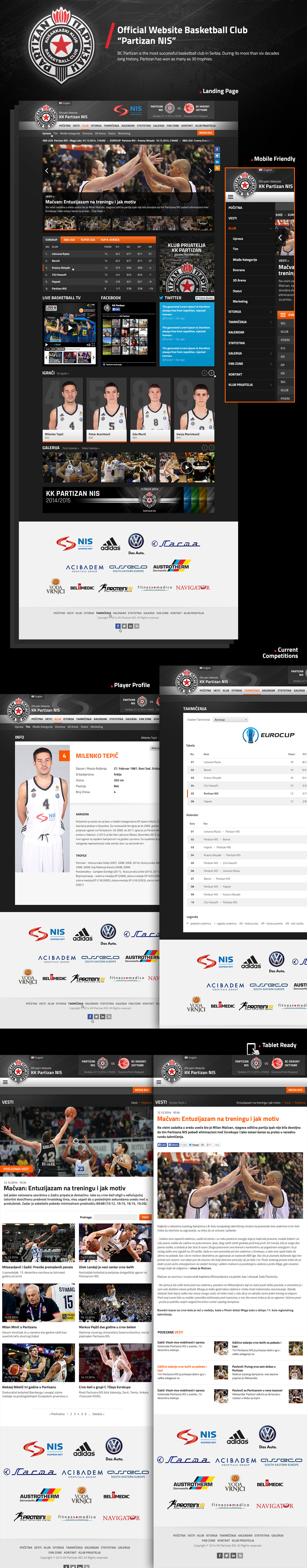 Interface design experiance Website Partizan kosarka basketball club sport Serbia