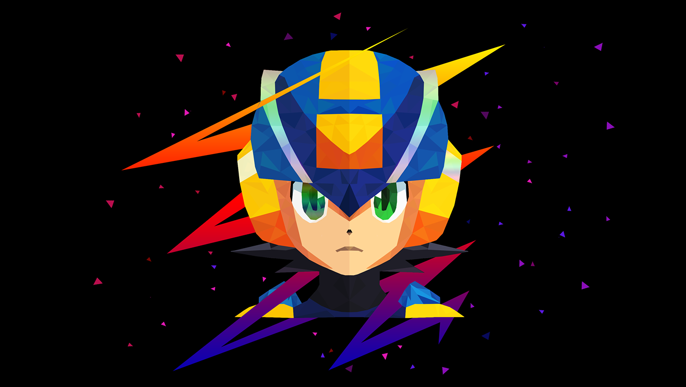 lowpoly lowpolyportrait Megaman Lowpolyart megaman lowpoly art megaman fanart