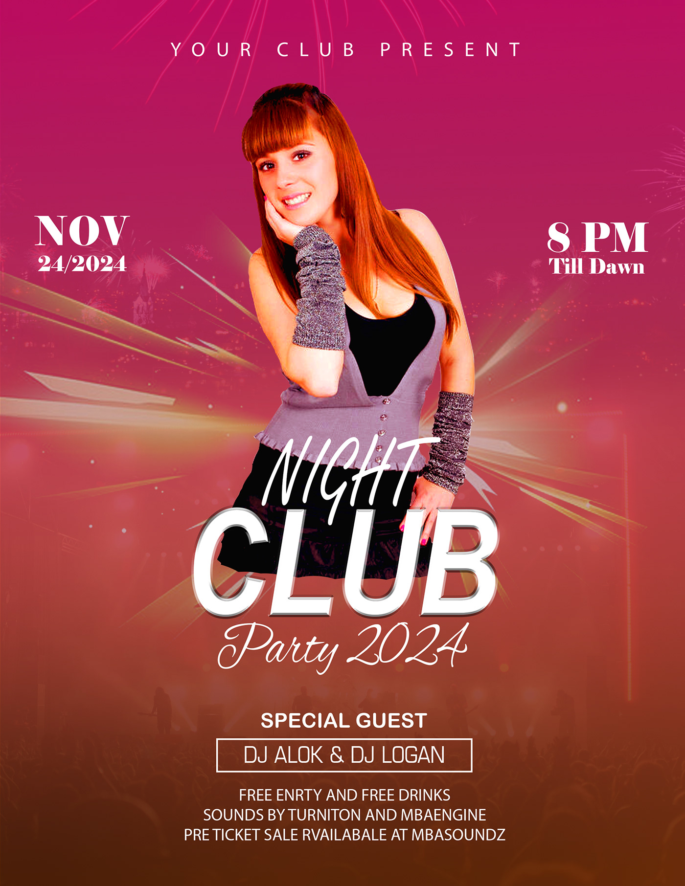 party flyer event flyer DJ Flyer nightclub club flyer HAPPY NEW YEAR FLYER party poster Flyer Design flyer template graphic design 