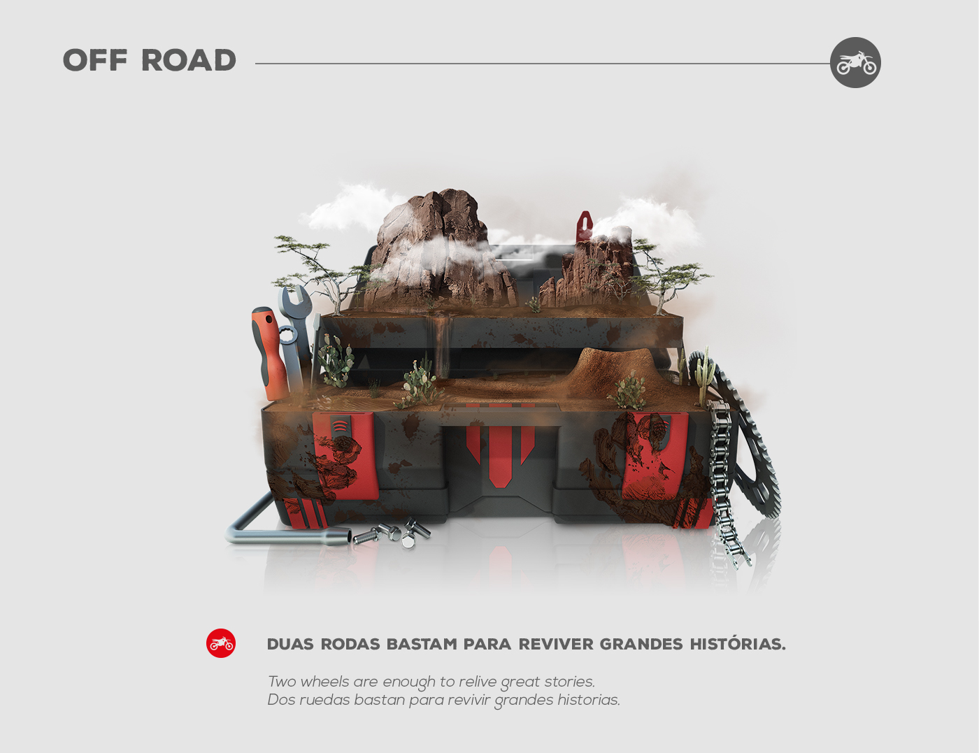 3D Render Tire campaign motorcycle moto Pneu anúncio campanha conceito concept AG21 rinaldi on road off road