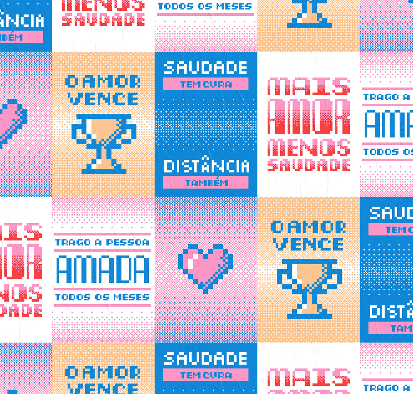 Valentine's pixel art Street poster paste-up Love namorados amor airplane