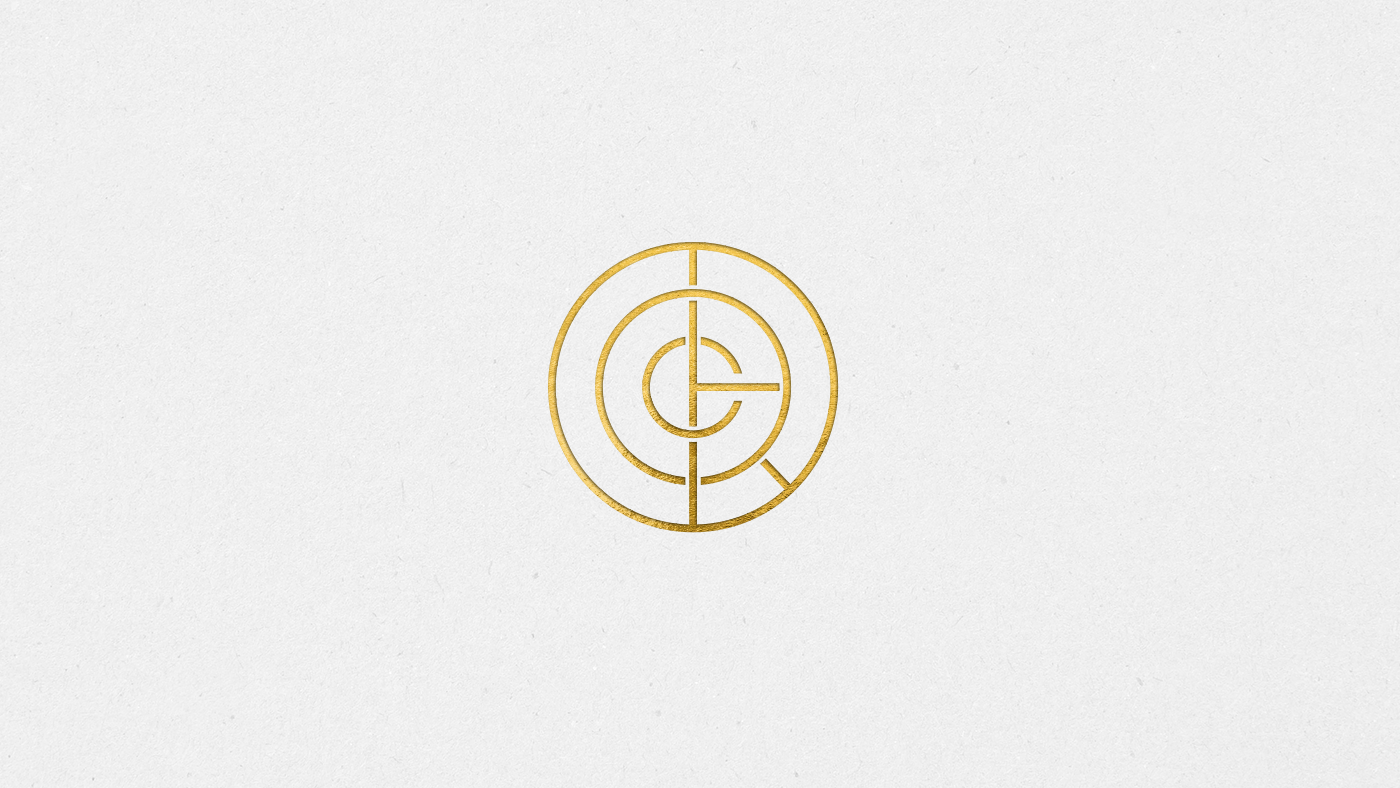Cicero agency identity newtons gold monogram symbol gold foil