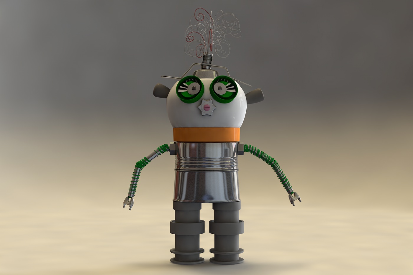 Cinema 4d 3D Character desing Smart recycling robot personaggio