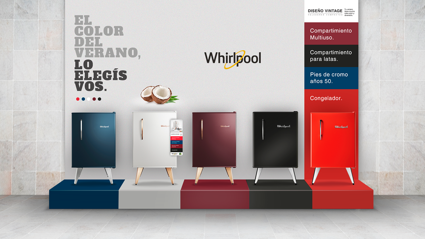 whirlpool summer vintage freezer fridge colors design Retro