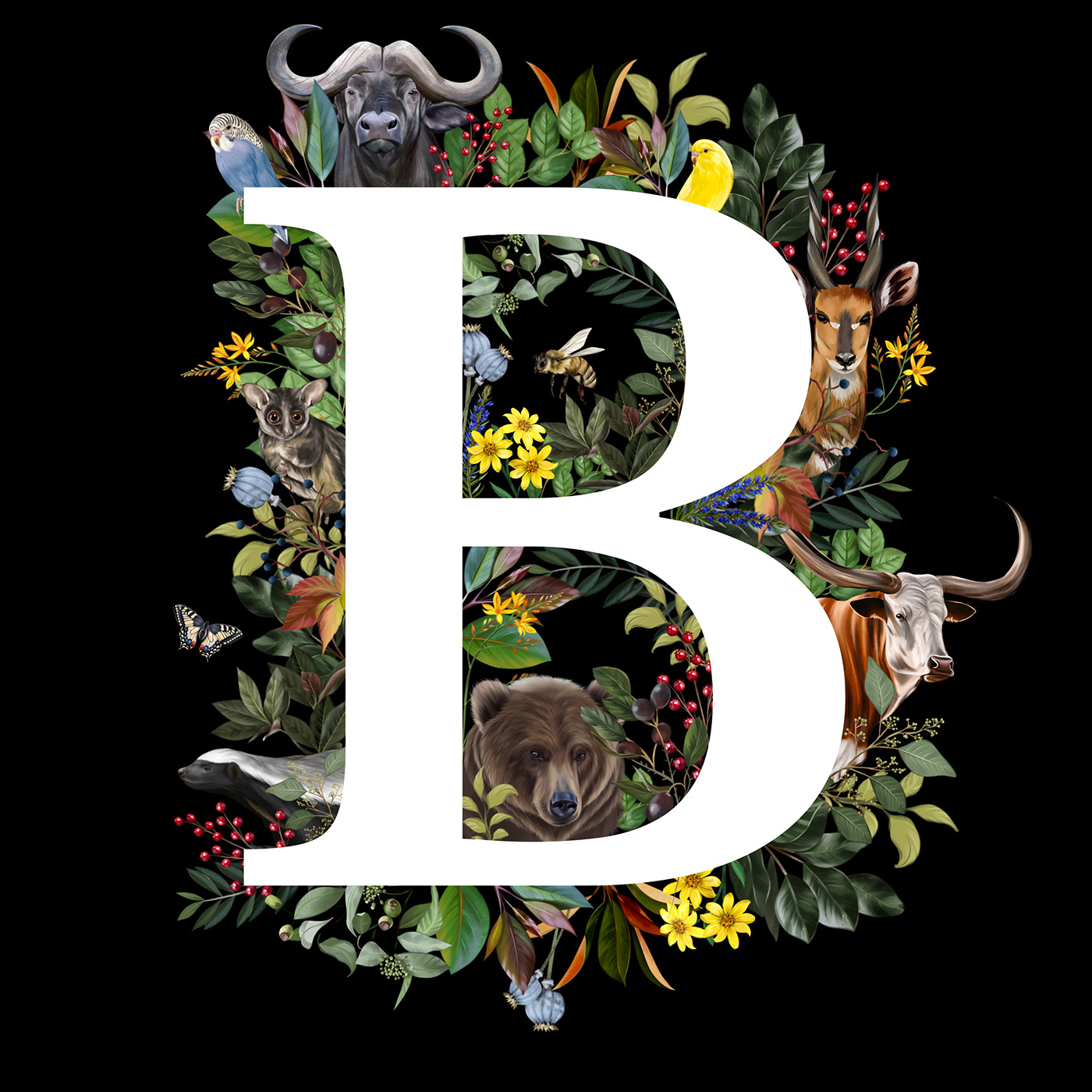 animals Nature alphabet botanical safari animals illustration children's book children illustration Digital Art  concept