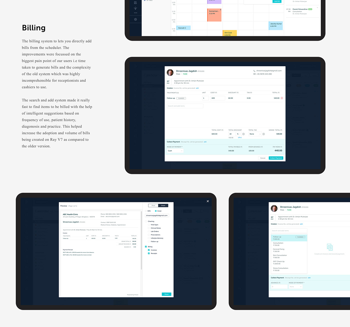 user interface interaction visual design doctors Web Responsive medical charting analytics calendar Practo