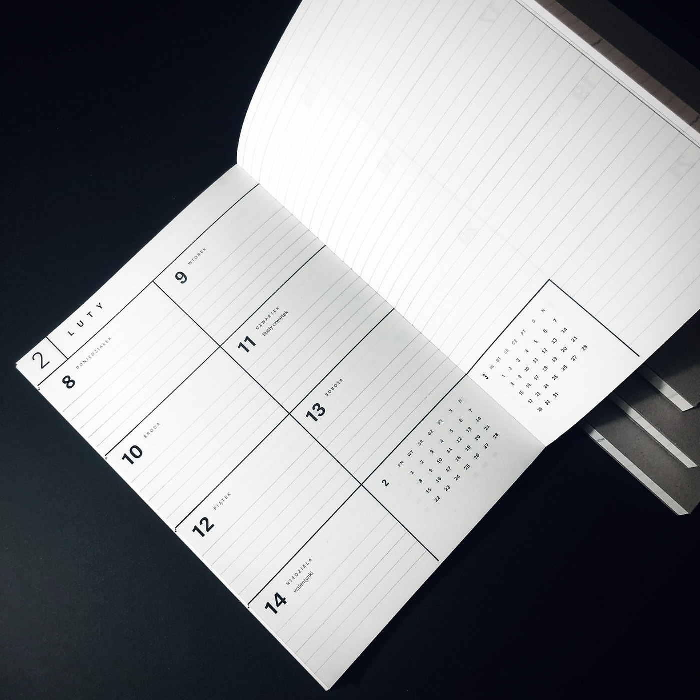 book Bookbinding calendar graphic design  handmade handsewn notebook planner minimalist