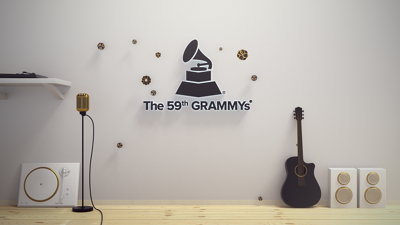 grammys Grammy award c4d promo 59th Entertainment gold black White styleframes