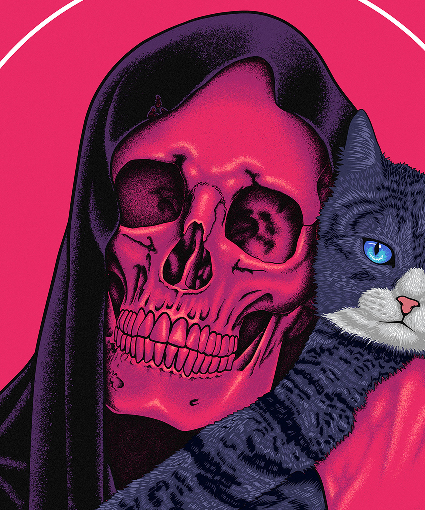 Cat catlover grim reaper death dark skull skeleton Digital Art  Graphic Designer Tshirt Design