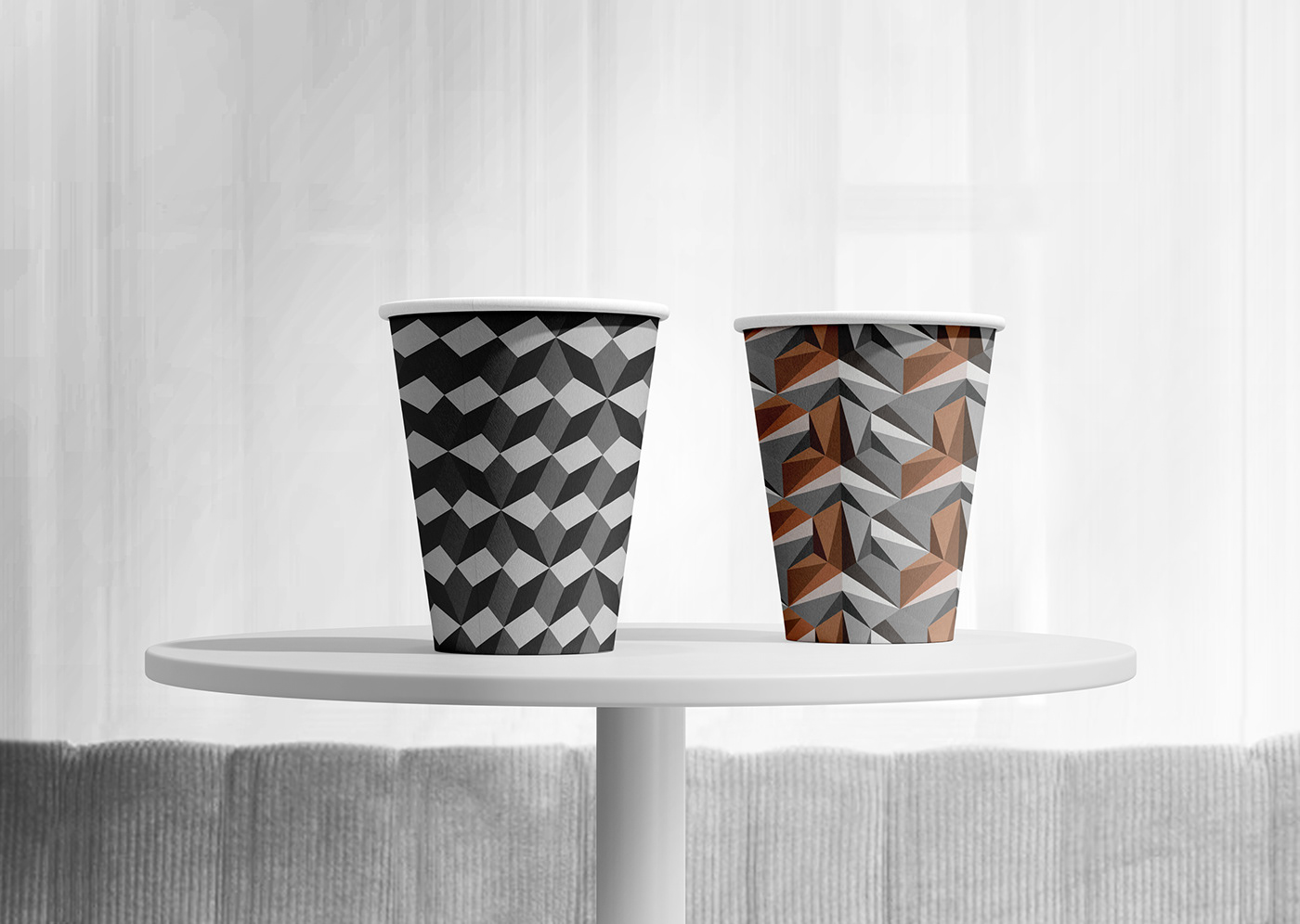 coffeecup papercup packaging design pattern design  seamless print coffee shop cafe brand identity Packaging