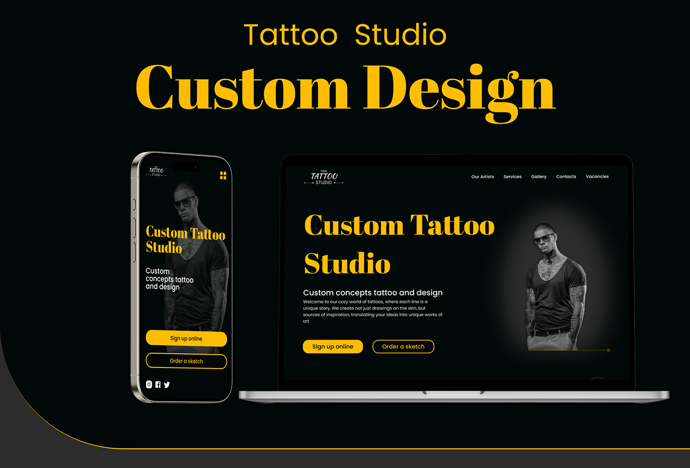 landing page tattoo design tattoo Tattoo Studio ux/ui tattoo website tattoo salon tattoo shop landing Website