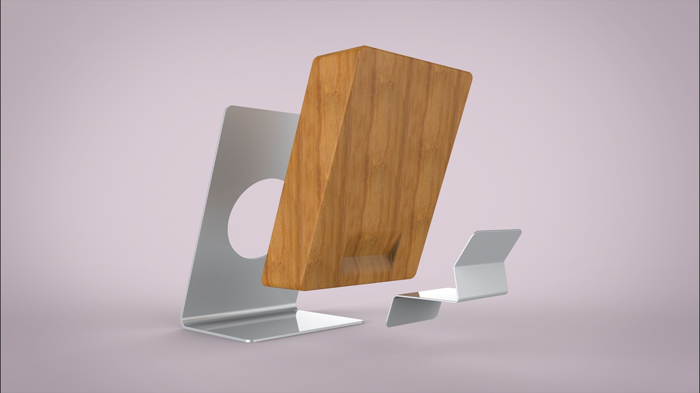 design smartphone amplifier wood metal sheet steel usinated Clean Design clean elegant