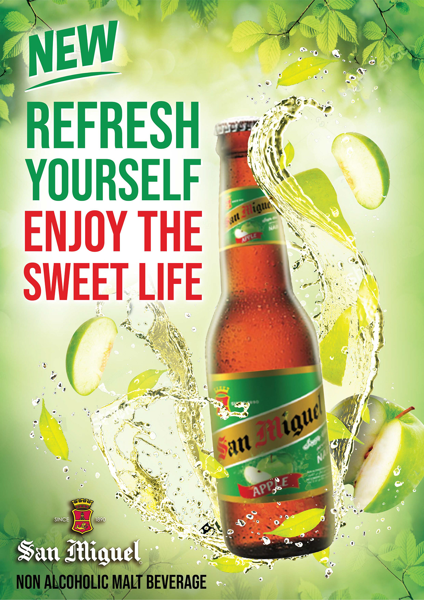 bottle beverage drink apple drinks kv design Advertising  Marketing Design Adobe Photoshop