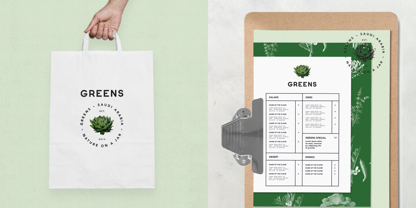 Packaging interiordesign green pattern botanical logo Nature branding  restaurant