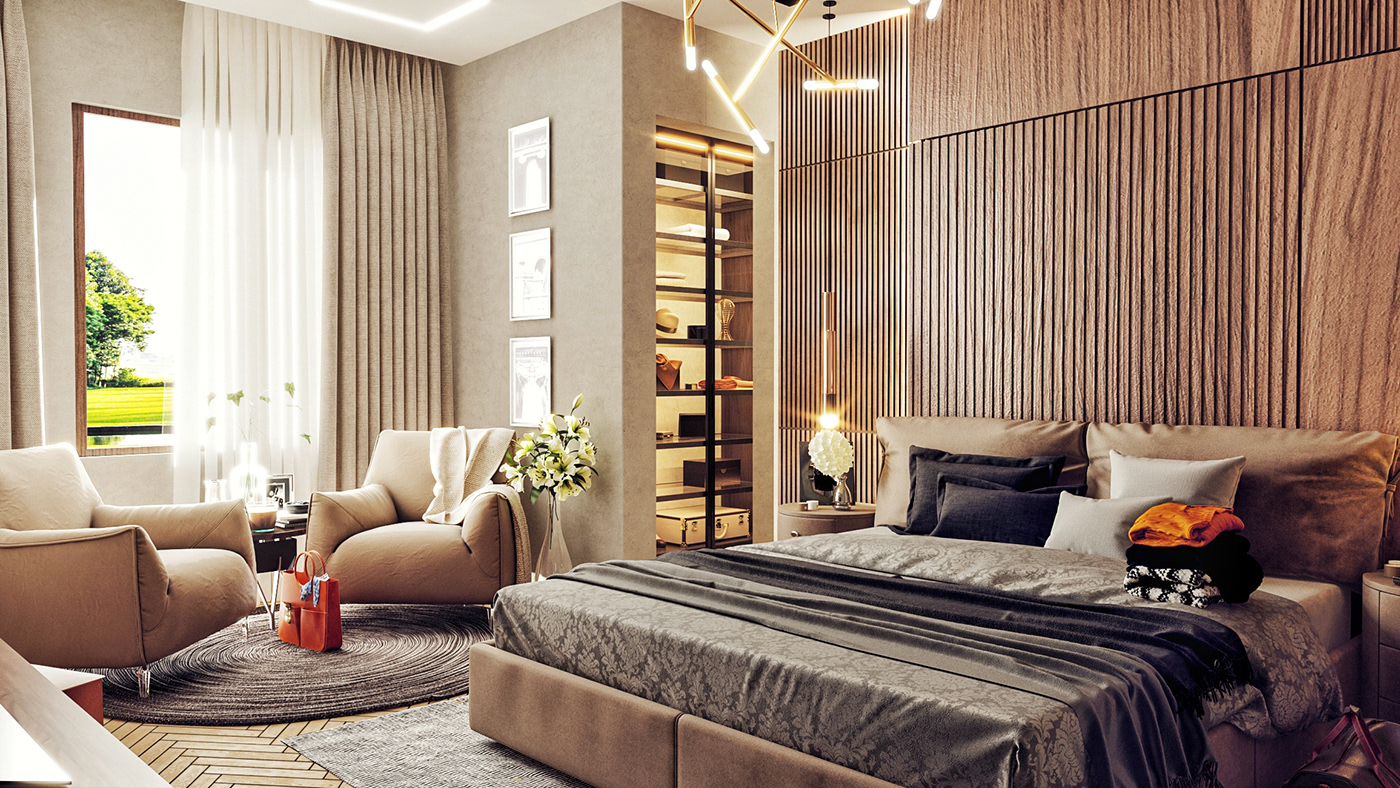 3ds max architecture bedroom interior design  visualization vray