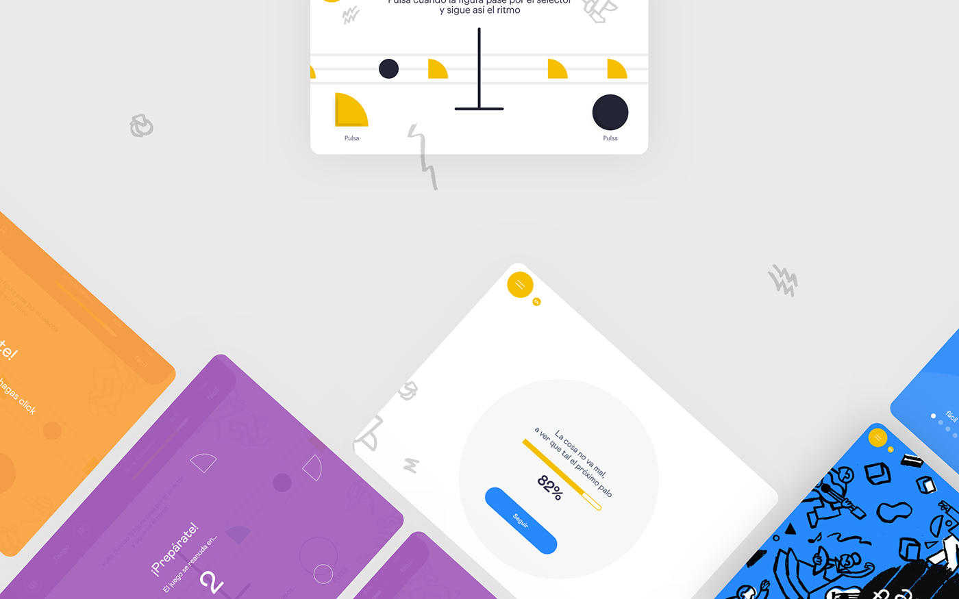 blue design Flamenco game game design  interaction typography   UI ux yellow