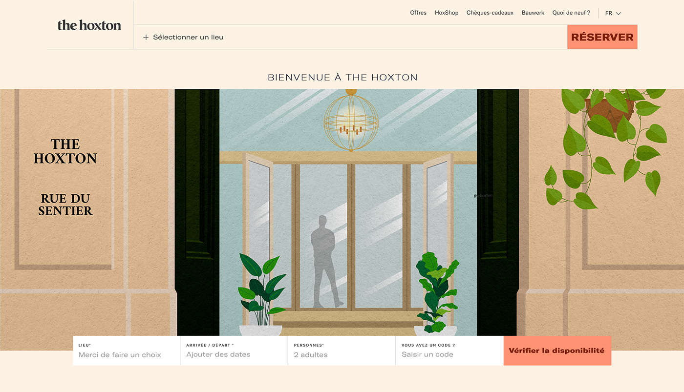 ILLUSTRATION  hotel Paris key visual Illustrator Website hoxton landing page design Creative Design