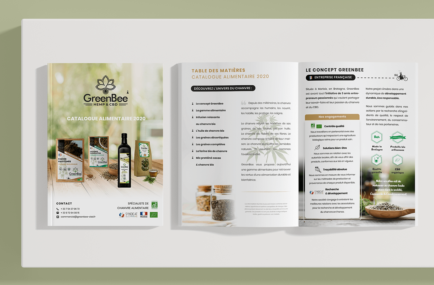alimentaire bien-être Catalogue chanvre graphic design  print bio france green