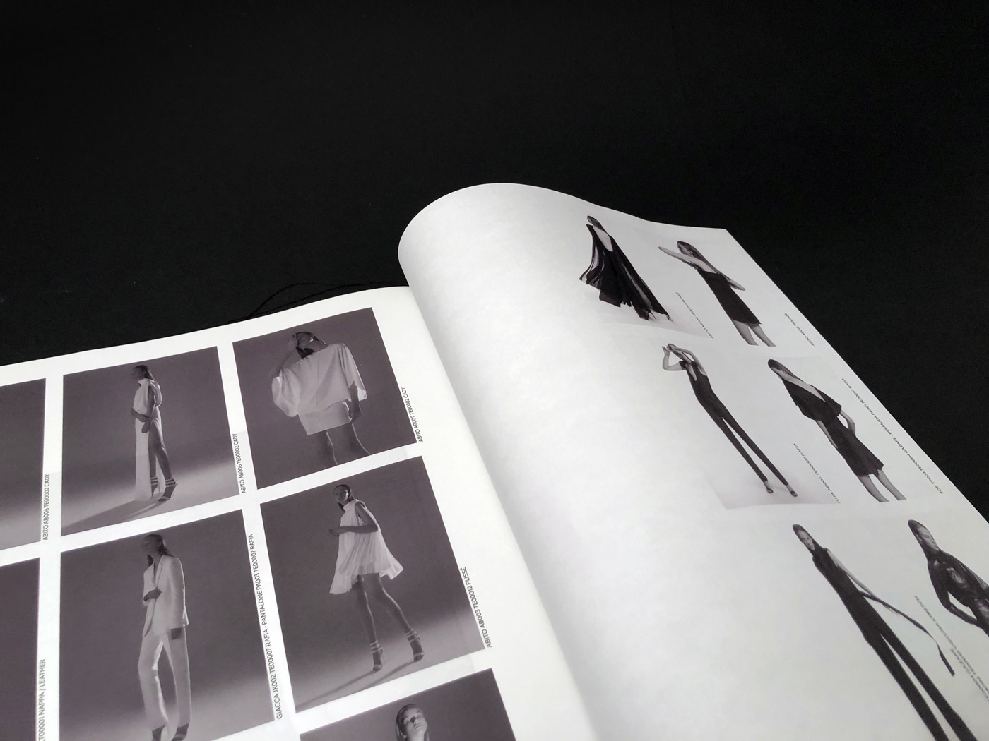 Fashion  brand identity print graphic design  art direction  brochure Lookbook Singer binding black and white