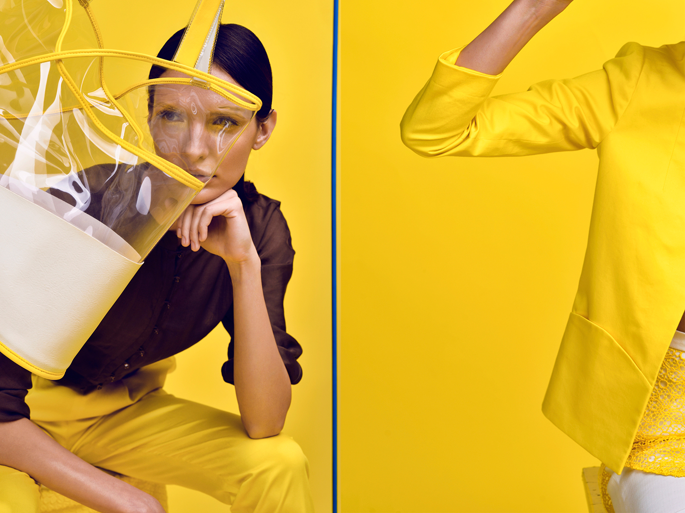 woman model beauty yellow blue summer spring editorial campaign surreal Collection White girl