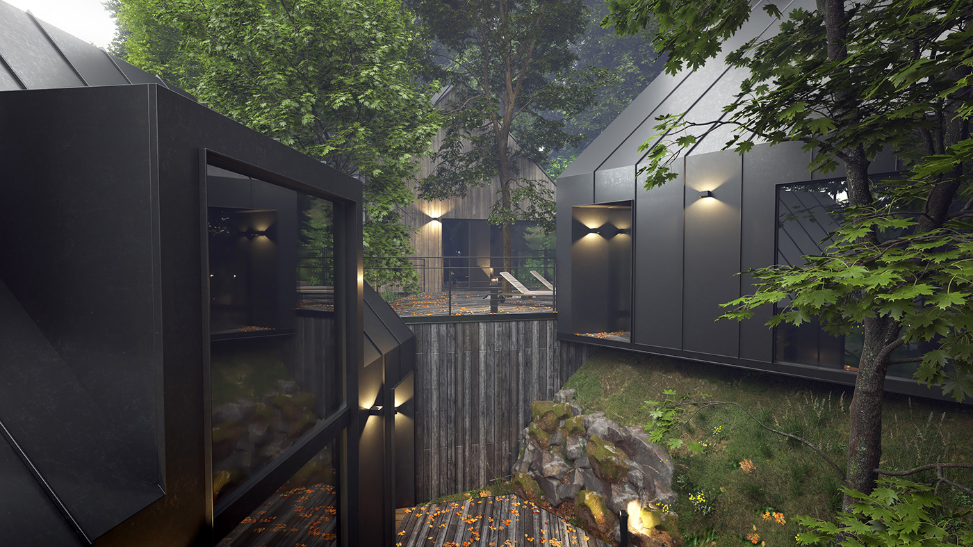 3D architecture Archivis forest Full CG Spa visualisation