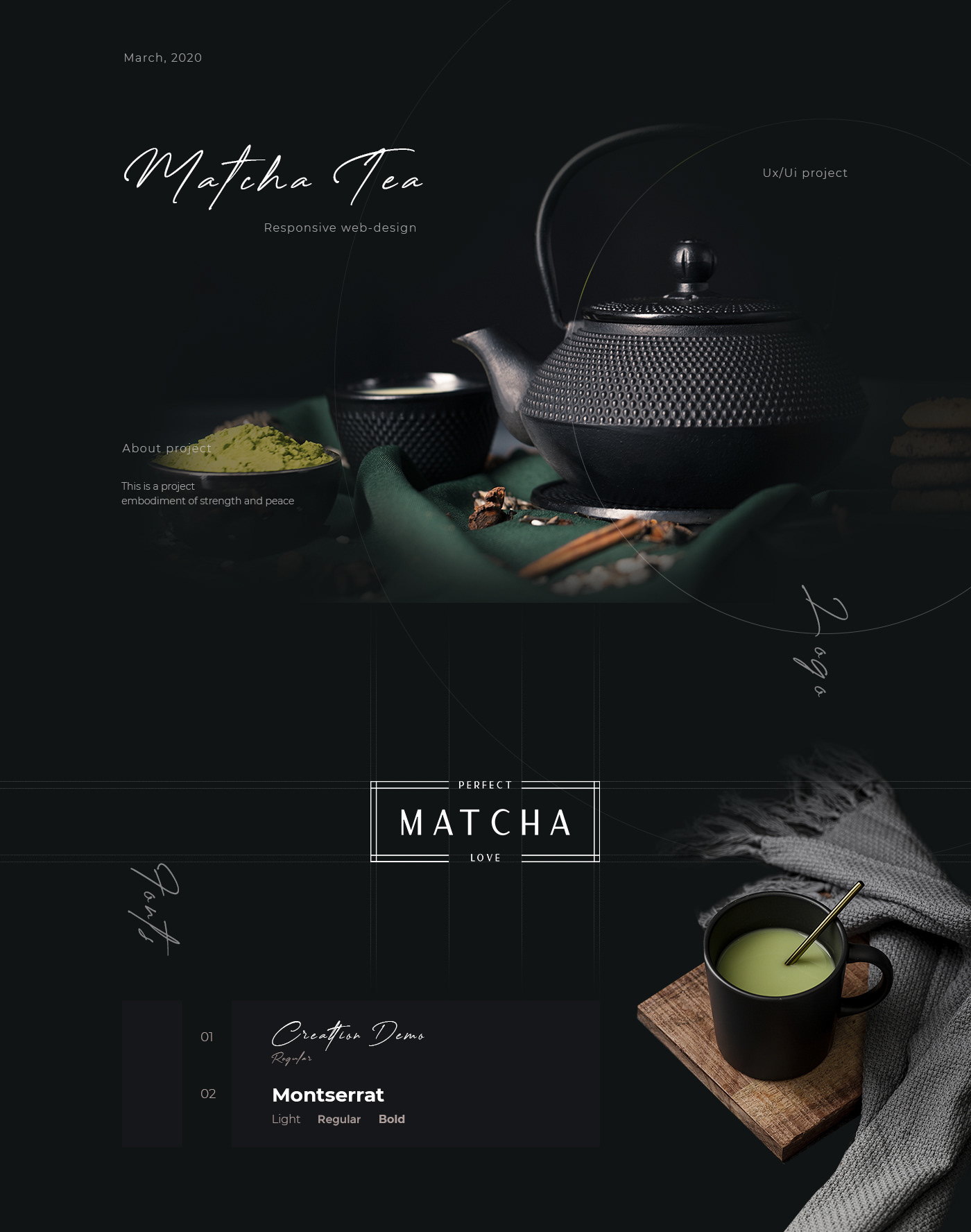 #Black design #Matcha #tea #UI #UX #web design #shop concept creative Website