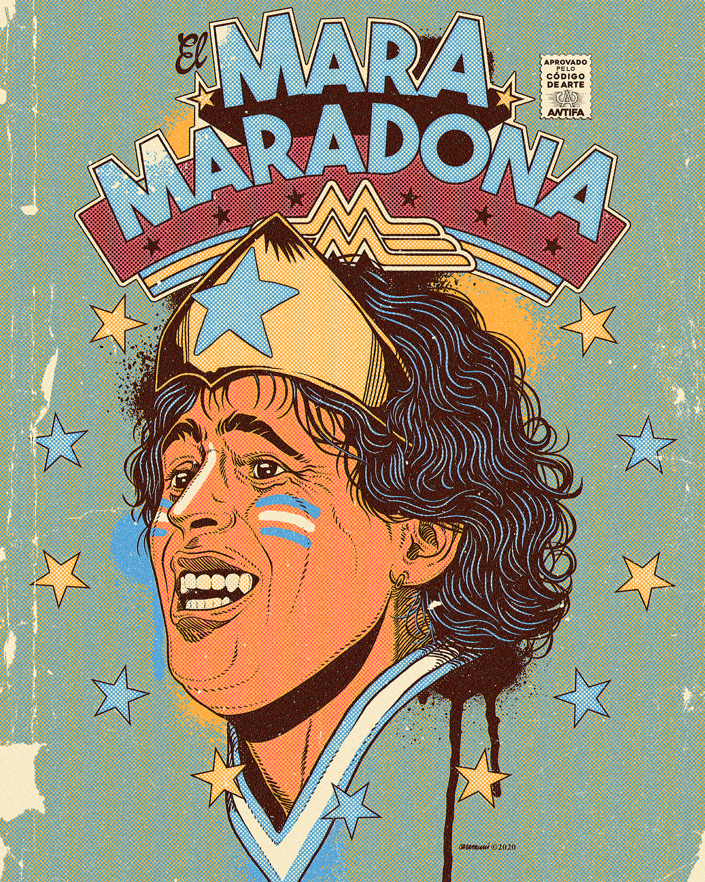 argentina art dessin dibujo Drawing  ILLUSTRATION  maradona Mulher Maravilha Pop Art poster
