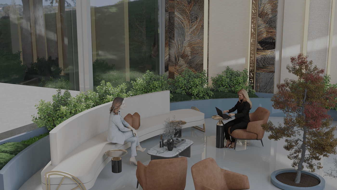 interior design  Reception hotel luxury elegant modern 3ds max vray Render 3D pheronic design