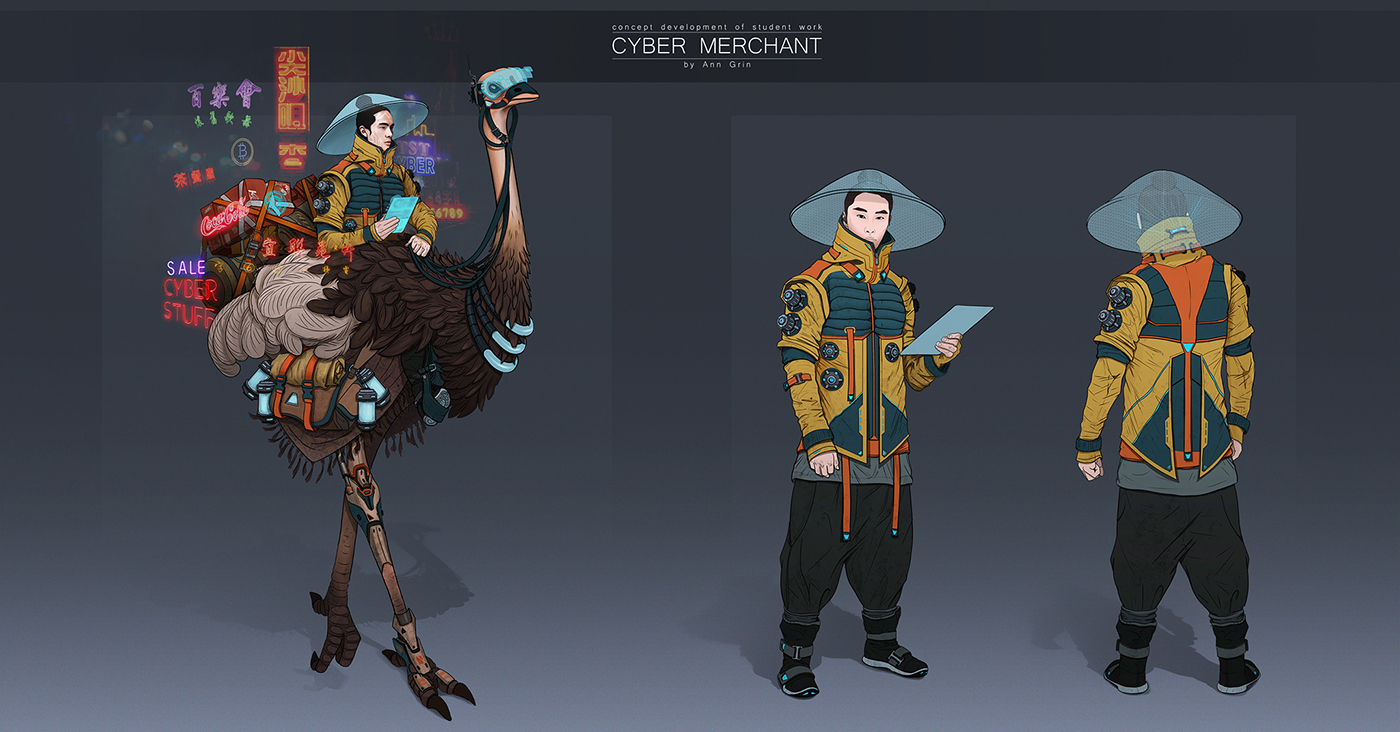 Character design concept art CG artist sci-fi cuberpunk game