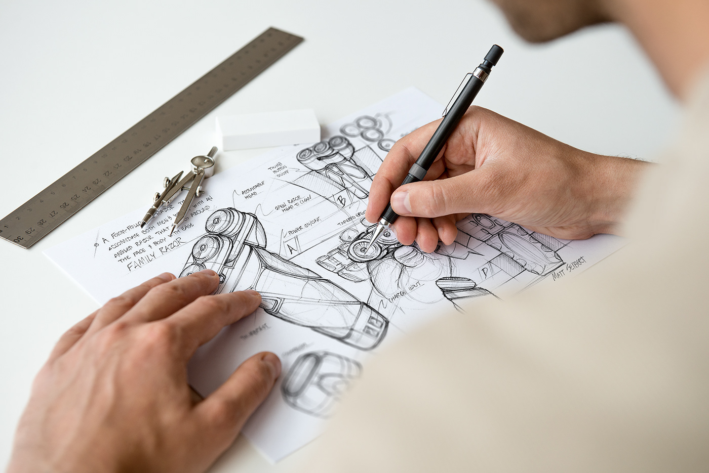 action brand eraser logo mock up mock-up paper pencil photo realistic professional Render sketch sketchbook