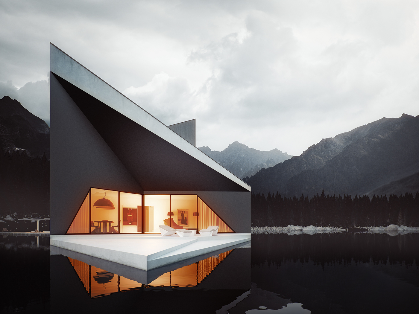 Michał Nowak poland wrocław 3D CGI visualization rendering vray 3ds max exterior house lake mountains