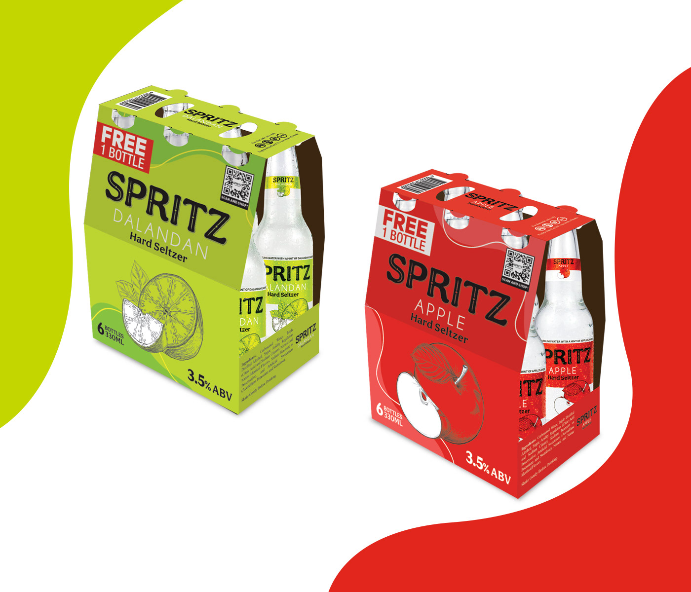 hard seltzer label design packaging design Spritz bottle label design