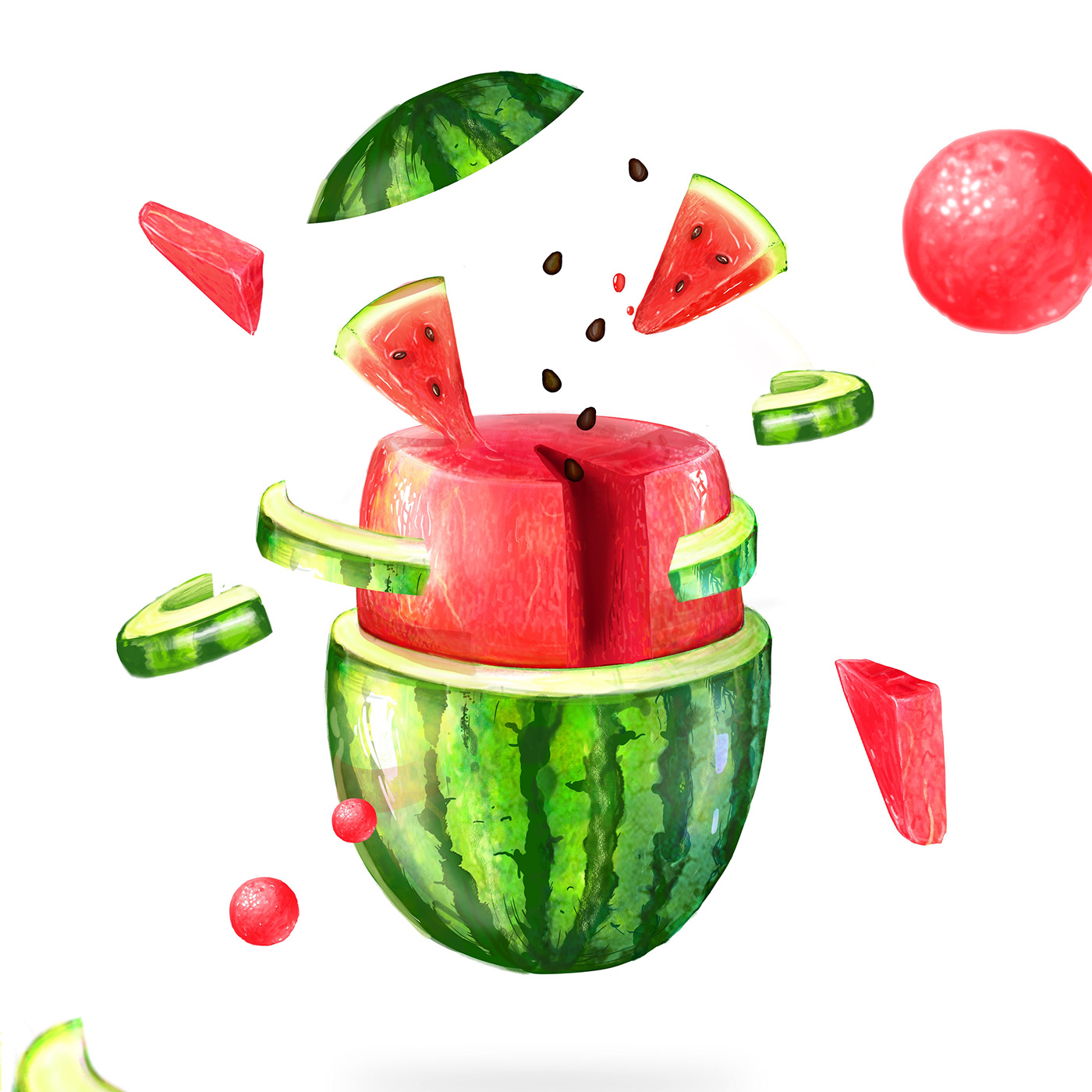 watermelon food illustration Fruit Illustration yummy food digital illustration food drawing Color Illustration food art fruit drawing fuit