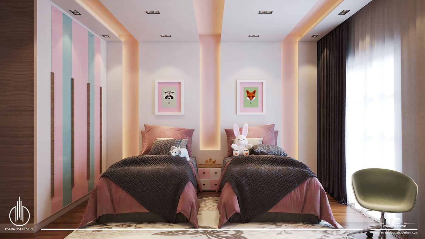 bedroom girsl cute pink modern simple colors