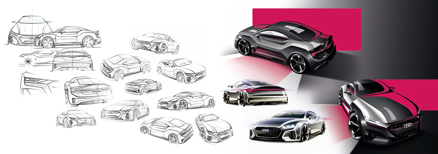Audi Automotive design car design concept coupe' rendering sketching tt