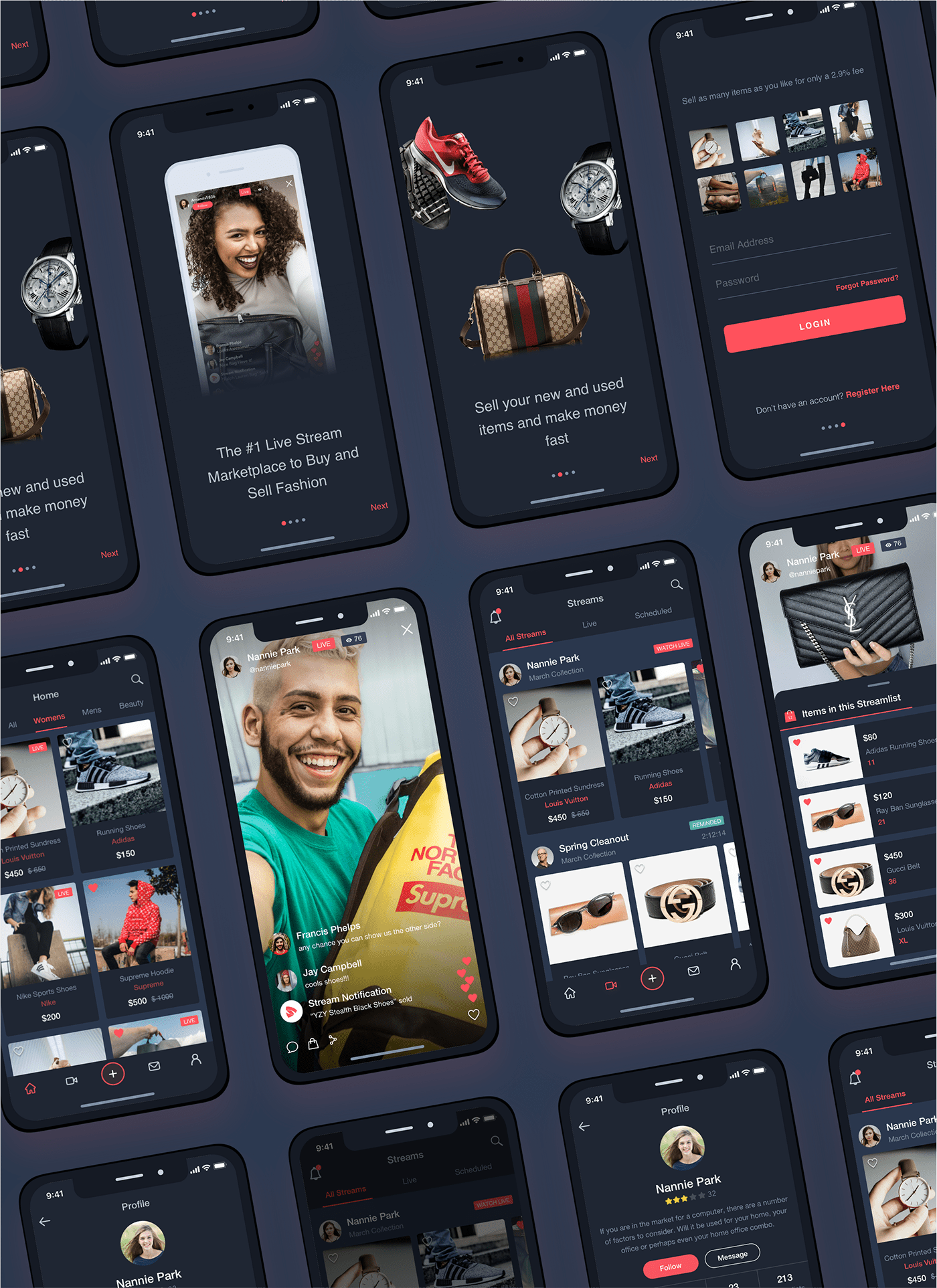 Case Study Ecommerce ios Mobile app research Shopping Streaming UI ux wireframes