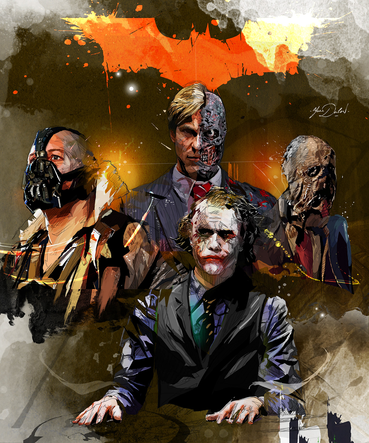 batman Cinema movie poster christopher nolan joker Dc Comics SuperHero Dynamic colorful portrait