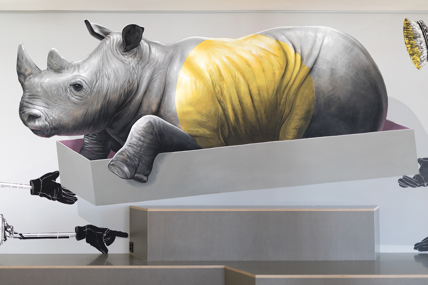 crissier Switzerland Mural Rhinoceros mechanism Office