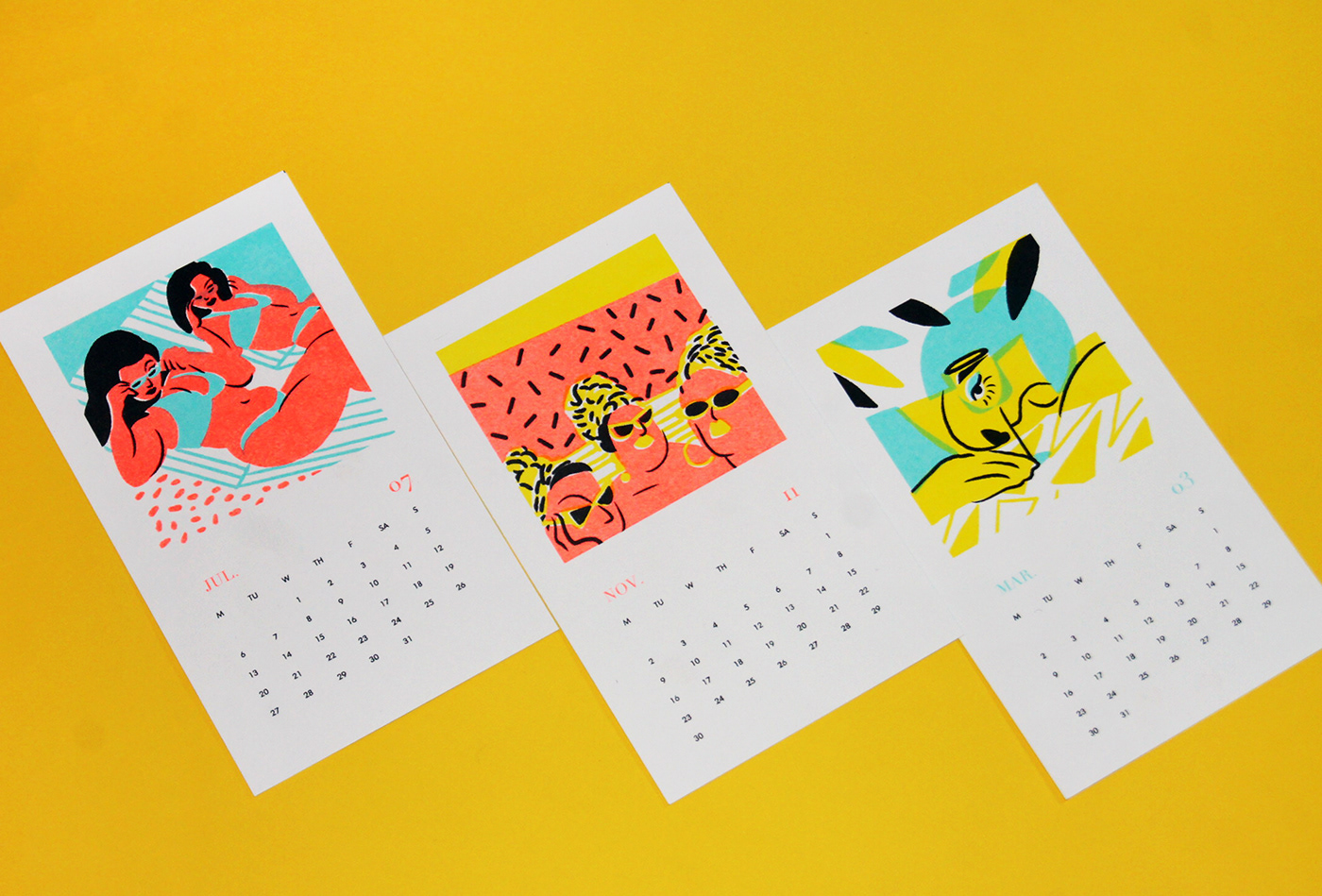 ILLUSTRATION  graphic characterdesign calendar color risography print design Drawing 