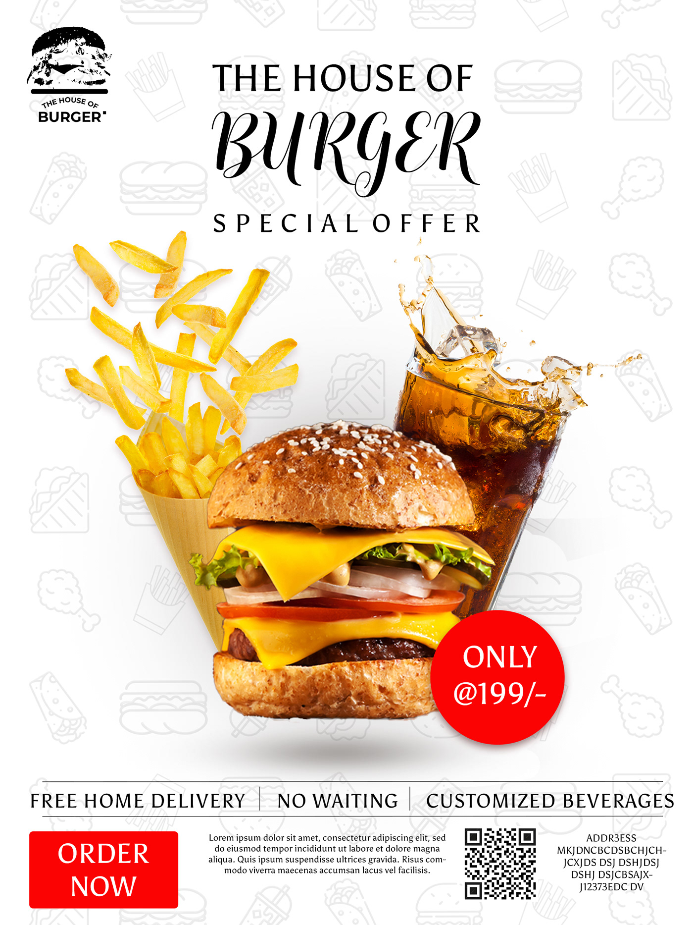 Fast food burger Social media post Graphic Designer coke Coffee cafe design