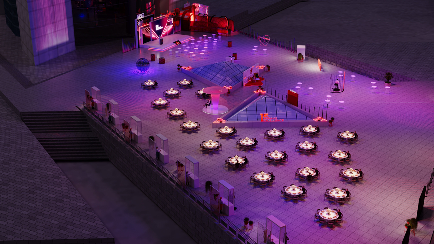 Virgin Radio Gala Dinner Stage photoop backdrop graphic design  Events Design Gala Set design